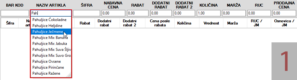 Unos artikla u kalkulaciju Unos artikla u kalkulaciju