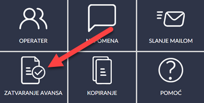 Dugme Zatvaranje avanasa Dugme Zatvaranje avanasa