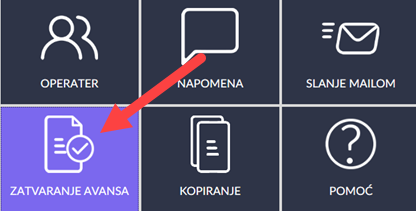 Dugme Zatvaranje avansa Dugme Zatvaranje avansa