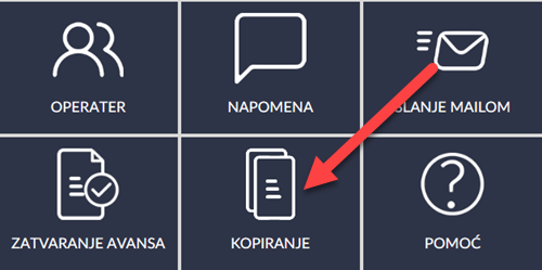 Dugme za pokretanje prozora u kome se prikazuju dokumenti za kopiranje