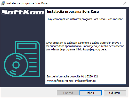 Instalacija programa Sors Kasa Instalacija programa Sors Kasa