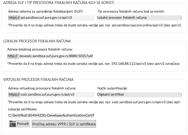 Podešavanja vezana za PFR Podešavanja vezana za PFR