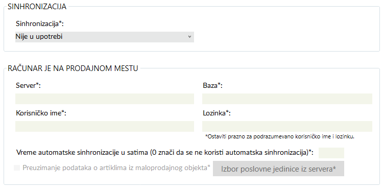 Podešavanja vezana za sinhronizaciju Podešavanja vezana za sinhronizaciju