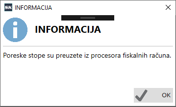 Informacija o uspešno preuzetim poreskim stopama Informacija o uspešno preuzetim poreskim stopama