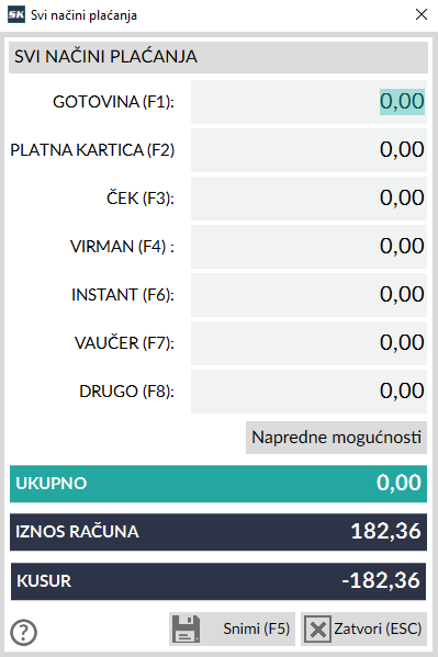 Sve vrste plaćanja Sve vrste plaćanja