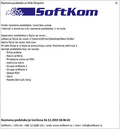 Program za automatski izvoz podataka u web prodavnicu Program za automatski izvoz podataka u web prodavnicu