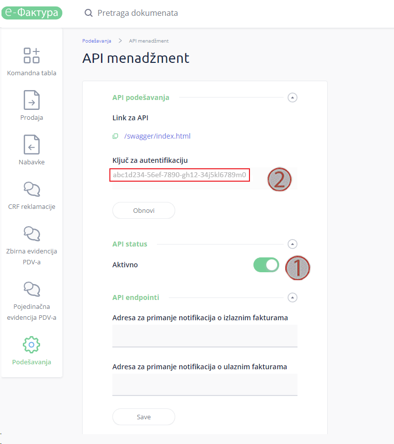 Web stranica za API menadžment na portalu SEF Web stranica za API menadžment na portalu SEF