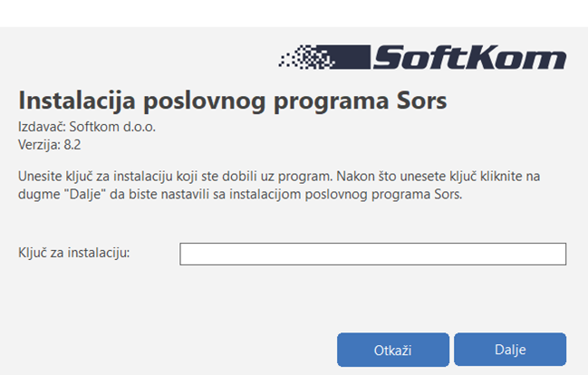 Upis aktivacionog ključa Upis aktivacionog ključa