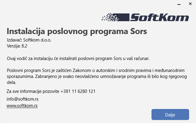 Informacije o autorskim pravima i kontakt podaci Softkom doo Informacije o autorskim pravima i kontakt podaci Softkom doo