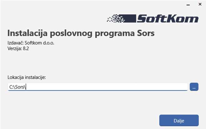 Instalacija programa Sors Instalacija programa Sors