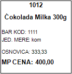Nalepnica sa cenom 7 redova sa 5 nalepnica u redu na A4 (40mmX40mm)