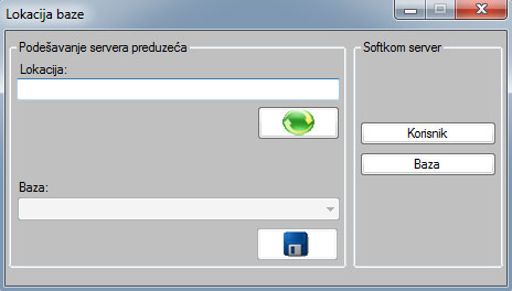Prozor za podešavanje parametara za uspostavljanje veze sa serverom