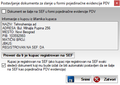 Prozor za automatsko formiranja i brisanje Pojedinačne evidencije PDV Prozor za automatsko formiranja i brisanje Pojedinačne evidencije PDV