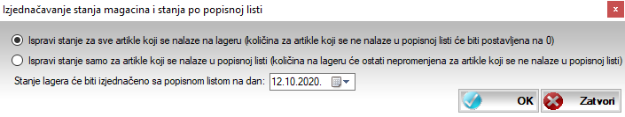 Ispravljanje izveštaja o stanju zaliha prema stanju u popisnoj listi Ispravljanje izveštaja o stanju zaliha prema stanju u popisnoj listi