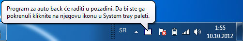 Poruka na system tray paleti Poruka na system tray paleti