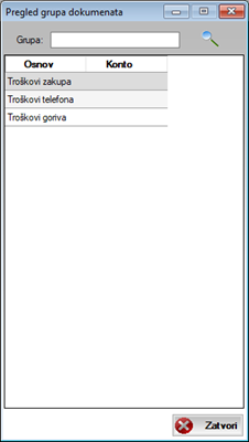 Prozor za pregled grupe dokumenata