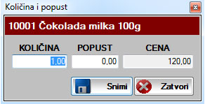 Upis količine i popusta Upis količine i popusta