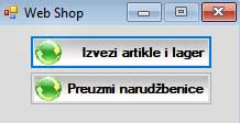 Prozor za vršenje ručne razmene podataka između poslovnog programa Sors i web prodavnice Prozor za vršenje ručne razmene podataka između poslovnog programa Sors i web prodavnice