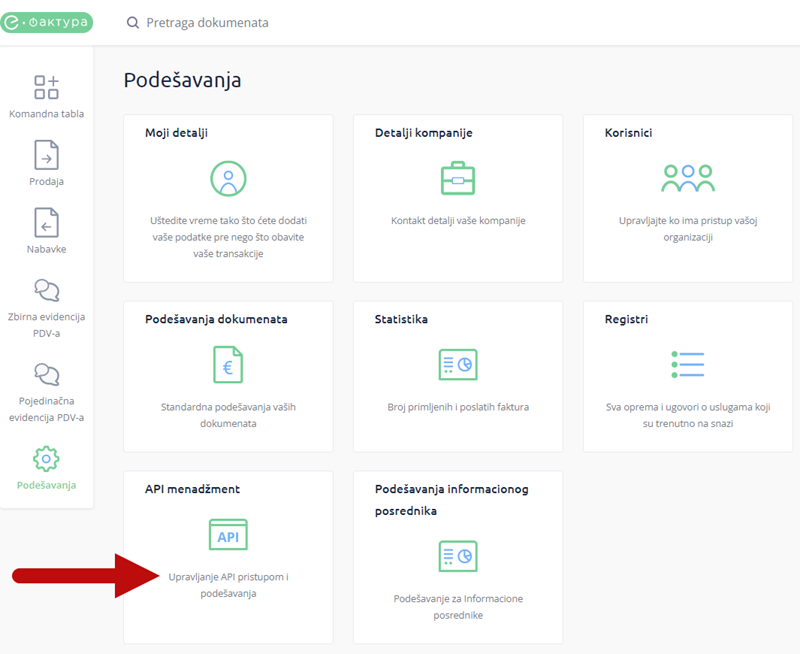 Web stranica portala SEF za podešavanje Web stranica portala SEF za podešavanje